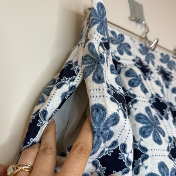 AGUA BENDITA for Target Linen Blend Turquoise Scalloped Hem Floral Mini Skirt - Picture 4 of 8